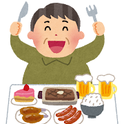 高カロリーな食事のイラスト(生活習慣病)