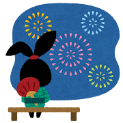 花火を見上げる ぴょこ のイラスト