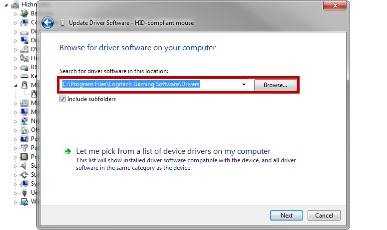 Windows mouse driver