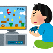ゲームに熱中している男の子のイラスト