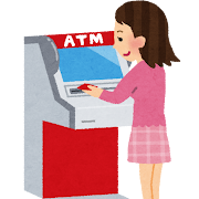 ATMを使う人のイラスト