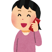 携帯電話で話す女性のイラスト