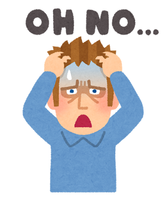 「OH NO...」と嘆く白人男性のイラスト