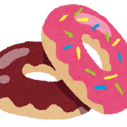 ドーナツのイラスト「チョコ・ピンク」