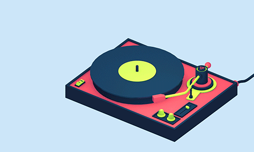 ほんの一部の派手なアニメーションのテストをやって。 Here'saレコードプレーヤー。