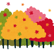 紅葉のイラスト「紅葉した森」