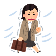 寒い中を歩く女性会社員のイラスト