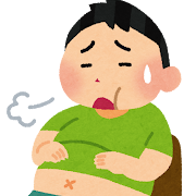 満腹で苦しそうな人のイラスト