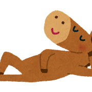 ゴロゴロしている馬のイラスト（午年）