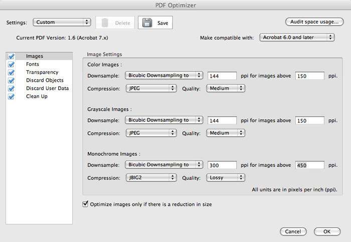 Adobe Acrobat 9 Pro: OPTIMIZING PDFS: PDF.