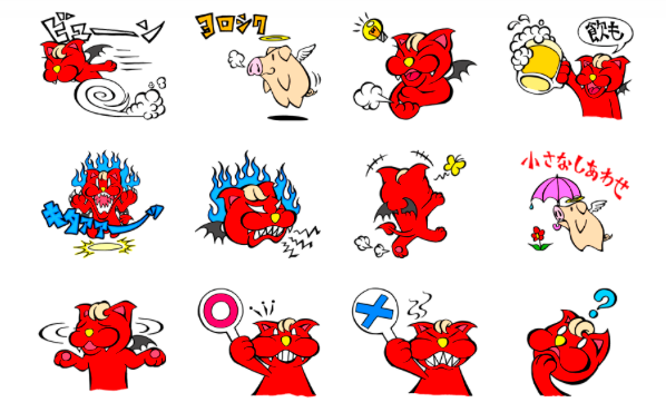 Lineスタンプ 第三弾 クールなイラスト ねこ悪魔とぶた天使 販売