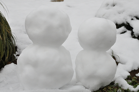 並んだ雪だるま