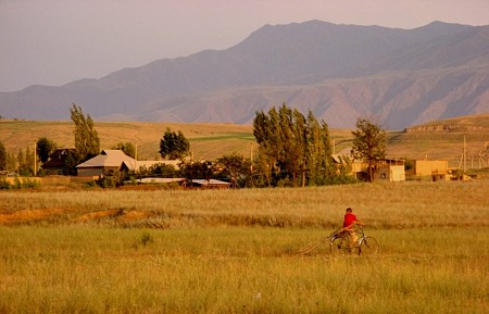 中央アジア・キルギス　家路を辿る少年