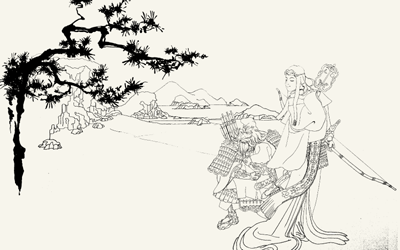 神功皇后上陸画　素描