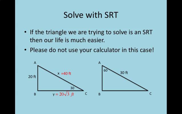 Solving right triangles. Topics in.