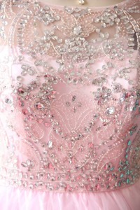 ピンク見頃ビーズ刺繍ゴージャスステージドレス