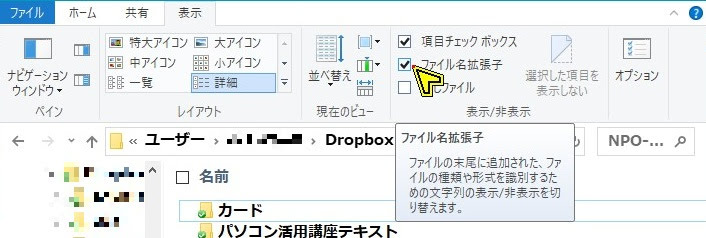 拡張子を表示する