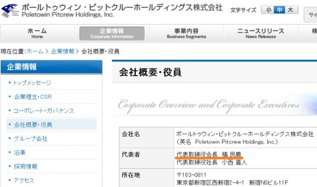 辻元清美に3,500,000円の献金をしえいる橘民義とは、ネット工作会社「ピットクルー」の親会社「ポールトゥウィン・ピットクルーホールディングス株式会社」の取締役会長だ。