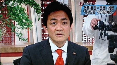 「新報道２００１」の生放送で維新の会の足立康史議員に籠池妻のメールに記載された辻元清美について言及されて顔を引き攣らせる民進党の玉木雄一郎足立氏：民進党さんが昭恵夫人にこだわられるならば、合わせて辻元