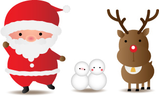 可愛いサンタクロースとトナカイのイラスト　JPG　
