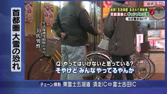 生活保護費でギャンブルをやっていはいけないと指摘すると、「そやけどみんなやってるやんか」
