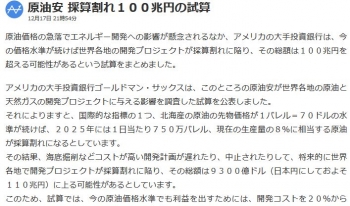 news原油安 採算割れ１００兆円の試算