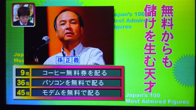 フジテレビ９月１１日放送「カスペ！何歳の偉人伝」織田信長や徳川家康や野口英世や石川啄木や伊藤博文を貶して孫正義を天才扱い！