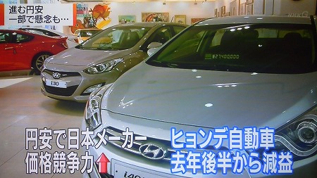 次いで紹介されたのは韓国の『円安による窮状』■ホンダのパクリが元祖のヒュンダイの利益が極端に減少している