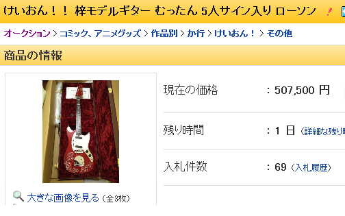 けいおん 声優5人のサイン入りあずにゃんギターが転売屋に当選 即ヤフオクに出品される 現 あずにゃんのブログ