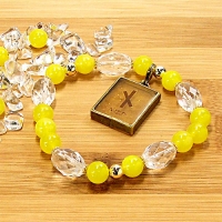 イエローアゲート×クリスタルクォーツブレスレット【ルーン・ニイドブレスレット（The NIED）】