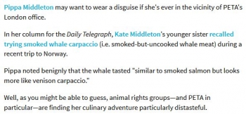 newsPippa Middleton Slammed by PETA as Heartless for Eating Whale Meat (and Casually Writing About It)