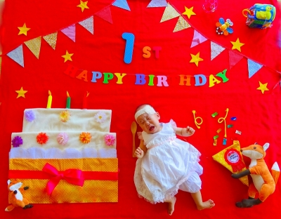 １歳おひるねアート大泣き