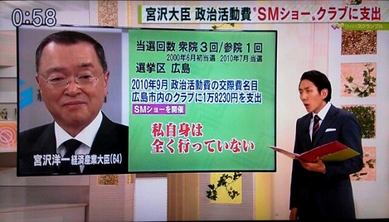 宮沢洋一経済産業大臣も、SMバーで「交際費」として「政治活動費」を使用したために、大問題となった。