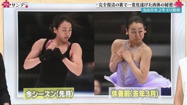 11月8日のフジテレビ「Mr.サンデー」浅田真央の写真使用で悪意丸出し 筋肉の付き方比較でこんな写真使うの悪質だな