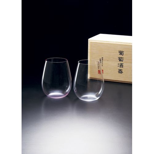松徳ガラス うすはり 葡萄酒ボルドー2個紅白組