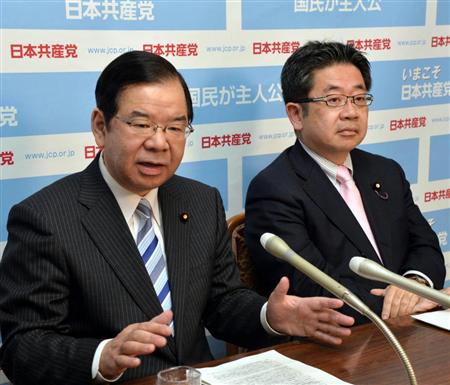 日本共産党　志位和夫委員長（左）、小池晃