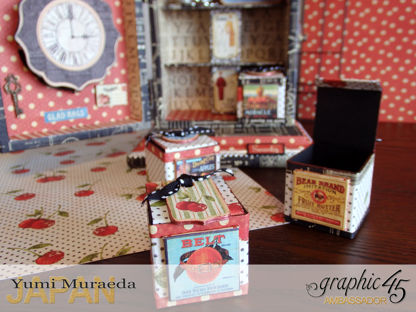 8Up Cycle Graphic45 DIY Craftpaper with Times Nouveau Secret Clock by Yumi Muraeada Product by Graphic 45 Photo