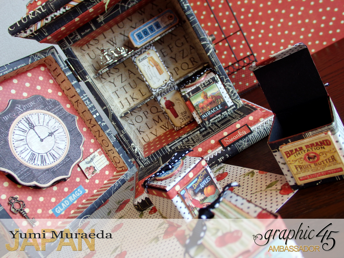 9Up Cycle Graphic45 DIY Craftpaper with Times Nouveau Secret Clock by Yumi Muraeada Product by Graphic 45 Photo