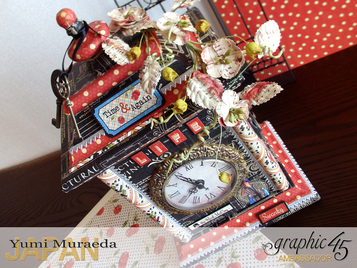 5Up Cycle Graphic45 DIY Craftpaper with Times Nouveau Secret Clock by Yumi Muraeada Product by Graphic 45 Photojpg