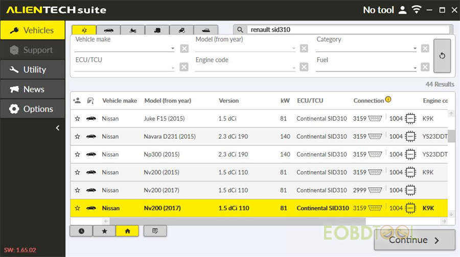 which tool to read continental sid310 11