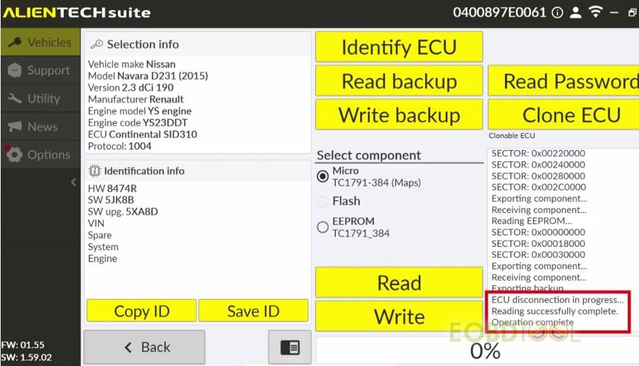 which tool to read continental sid310 9