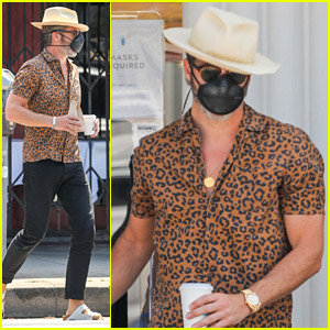 Chris Pine Picks Up Coffee in a Leopard-Print Shirt