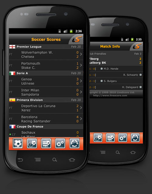 Live Score - Evolution des scores des.