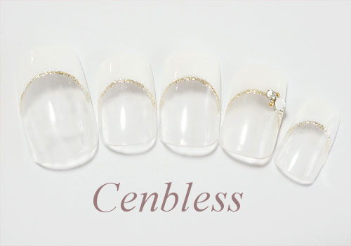 Cenbless　定額ハンドジェルネイル￥4,500コース＜No.h45-005 王道白フレンチネイル＞