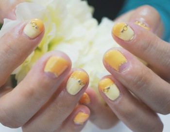 Cenbless　元気で明るいオレンジ×イエロー☆ジェルネイル定額コース5,500円