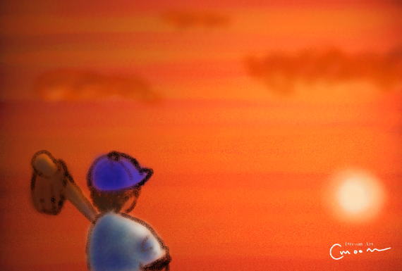 野球少年の夕暮れ