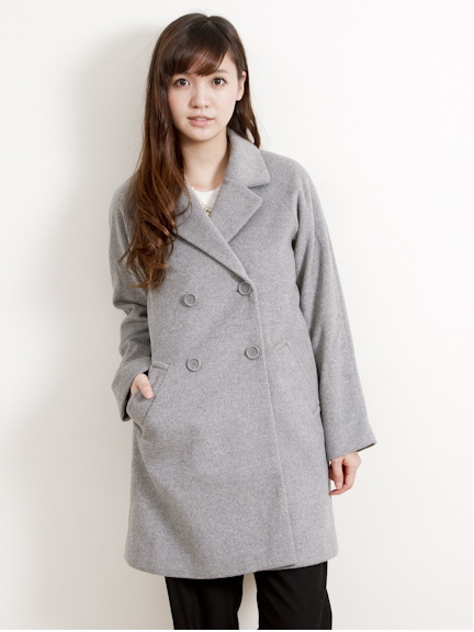 earth music&ecology(アースミュージックアンドエコロジー) シャギーチェスターコート(ライトグレー)