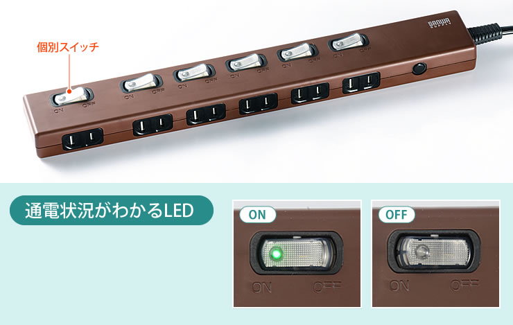 通電状況がわかるLED