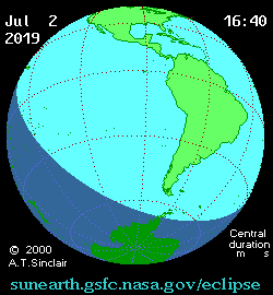 ２０１９年７月２日の皆既日食帯地図