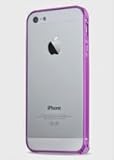 超薄 iphone5・5S アルミ削りだし バックル式 バンパー ケース / カバー 0.7mm　【iphone ＆ iPad 用 ホームボタン シール 2個 付き】パープル,黒×金